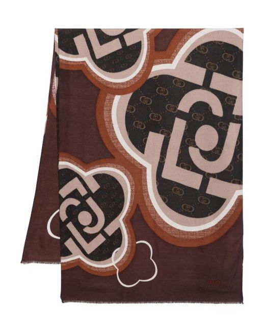 Liu Jo Sjaal Met Logoplakkaat En Patroon in het Brown