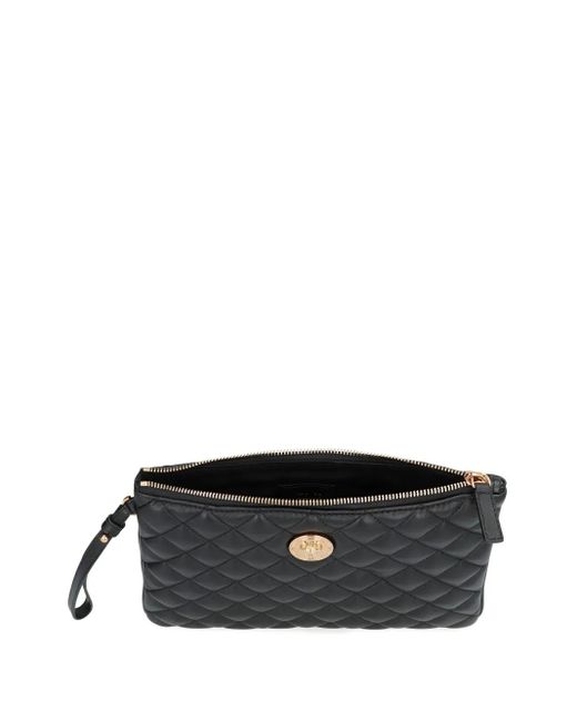 Versace Black Quilted Logo Leather Clutch Bag