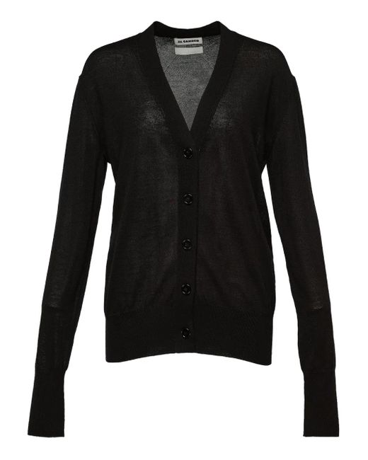 Cardigan Con Scollo A V E Bottoni di Jil Sander in Black