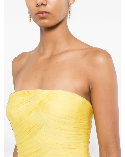 Zuhair Murad Metallic Strapless Draped Silk-Chiffon Gown
