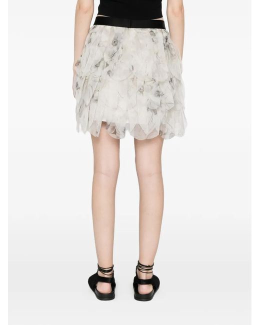 Max Mara White Skirt With Printed Organza Petals