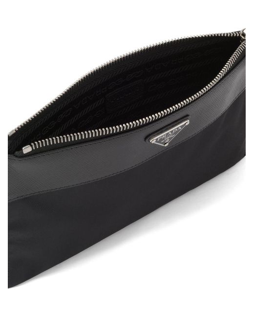 Prada Re-nylon Logo-plaque Clutch Bag in Black for Men | Lyst