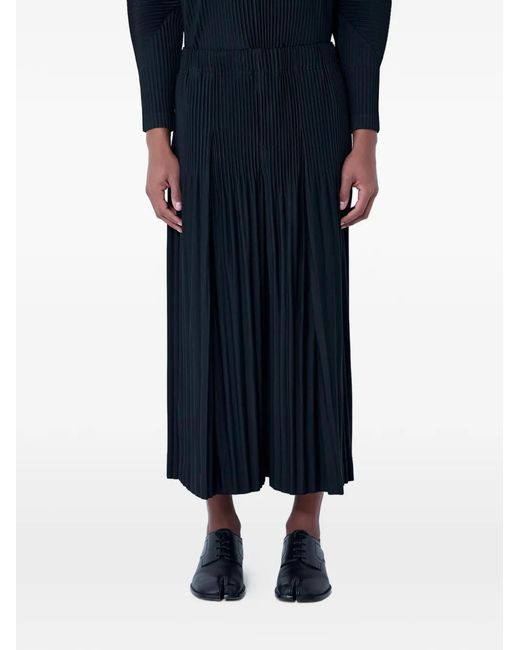 Homme Plissé Issey Miyake Blue Pleated Cropped Trousers for men