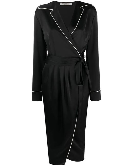 Philosophy Di Lorenzo Serafini Black Contrasting-Trim Wrap Midi Dress