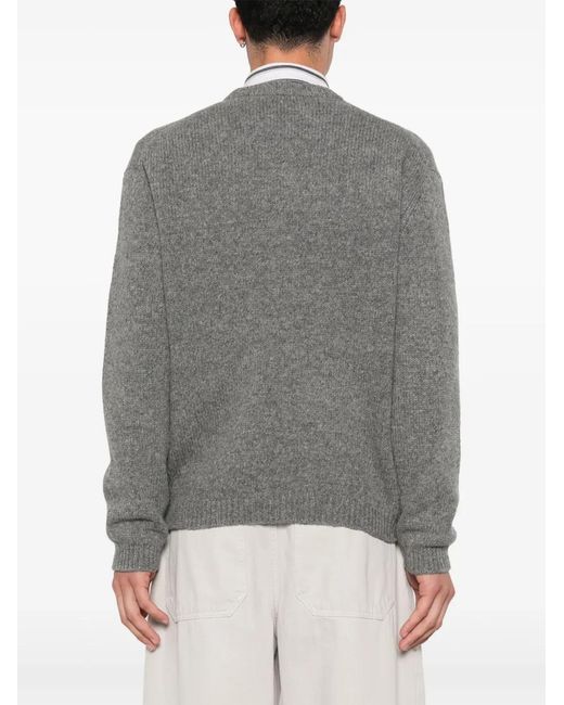 Maison Kitsuné Gray Dressed Fox Intarsia Jumper for men