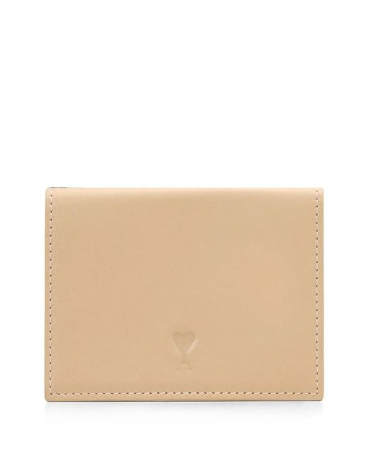 AMI Natural Portefeuille Triple En Cuir De Vachette Avec Ami De Cœur