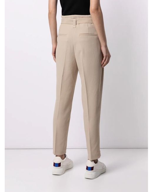 GOODIOUS Natural Cropped Belted Trousers