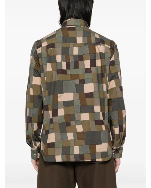 Maison Kitsuné Gray Geometric-Print Shirt for men