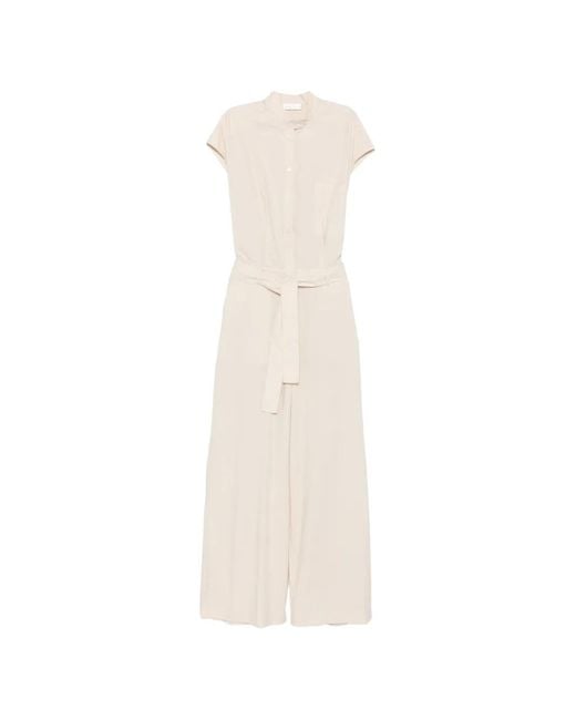 Roberto Collina White Belted Button-Up Jumpsuit