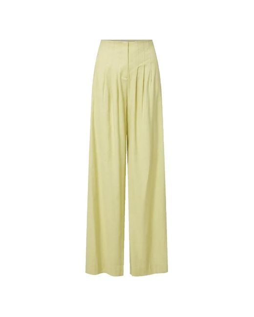 Veronica Beard Yellow Hoyt Pleated Trousers