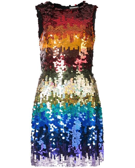 Alice + Olivia Multicolor Rainbow Sequin Dress