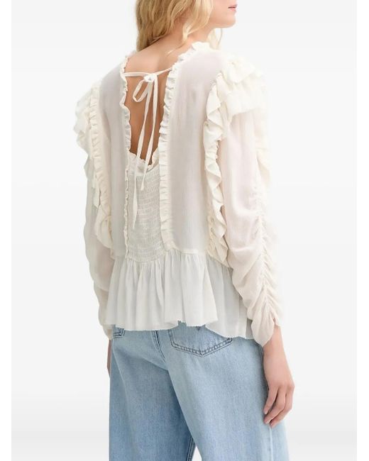 Munthe White Crisp Ruffled Blouse