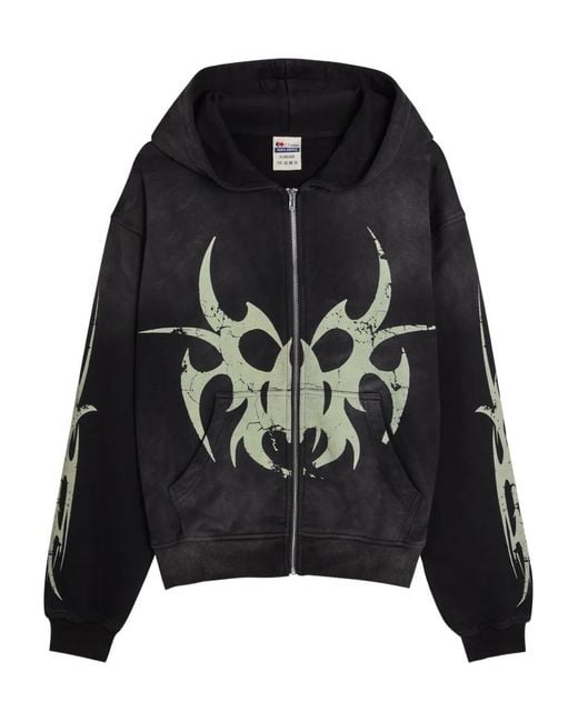 Chew Forever Black Graphic Zip-Up Hoodie for men