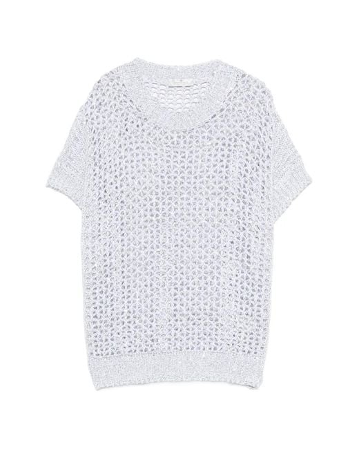Panicale White Open-Knit T-Shirt
