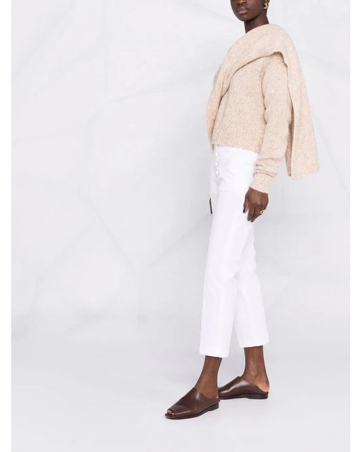 Dondup White Button-Down Straight-Leg Trousers