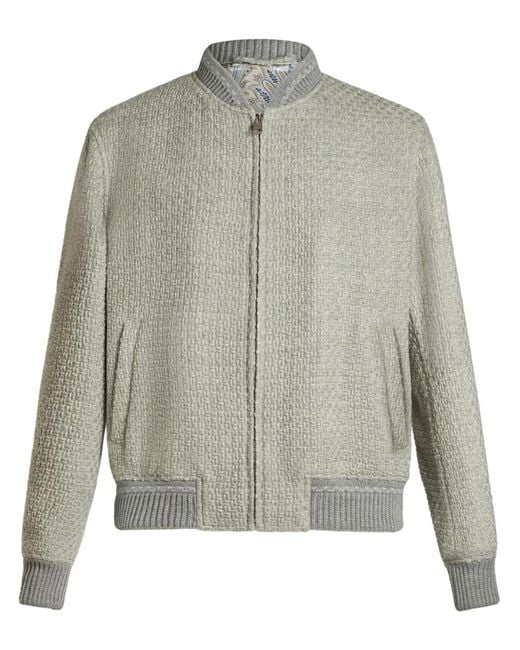 Etro Gray Zip-Up Wool Bomber Jacket for men
