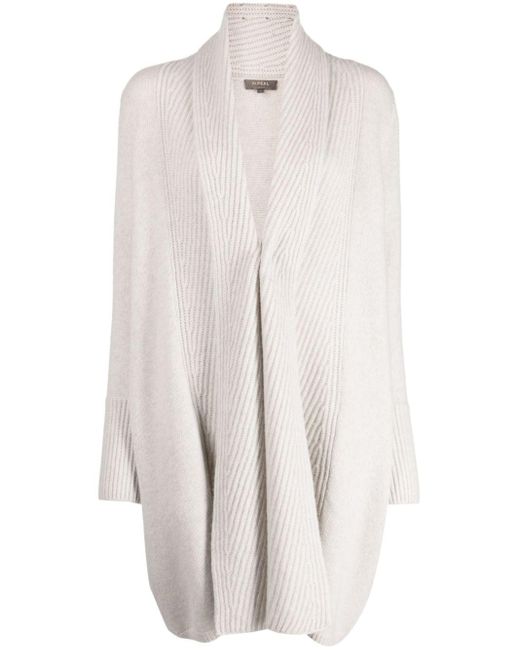 N.Peal Cashmere White Ribbed-knit Cashmere Cardi-coat