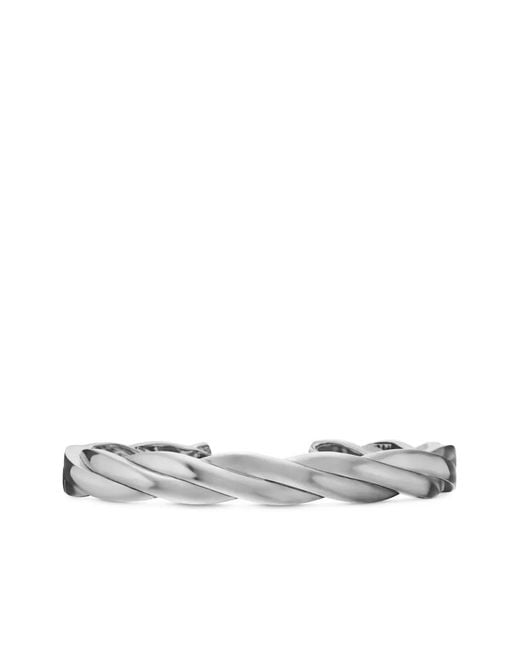 David Yurman White Sterling Dy Helios Cuff Bracelet (9Mm) for men