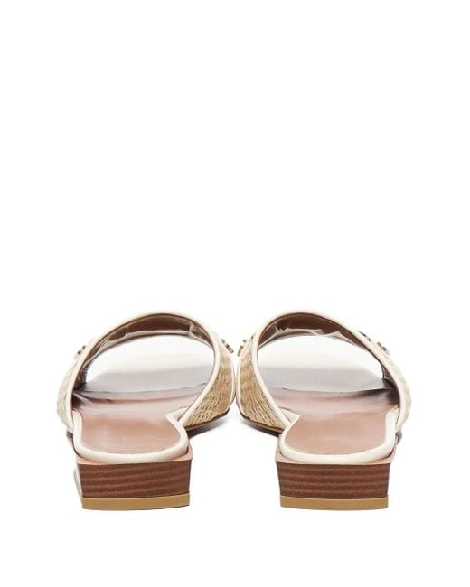 V73 Natural Esther Woven Chain-Embellished Sandals
