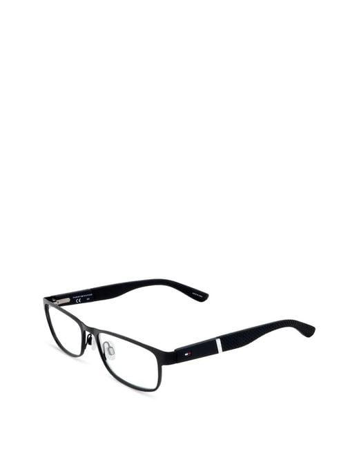 Tommy Hilfiger Black Rectangle-Frame Glasses for men