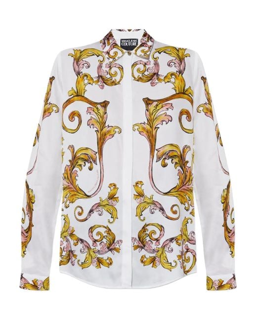 Versace Jeans Couture White Outline Barocco-Print Shirt