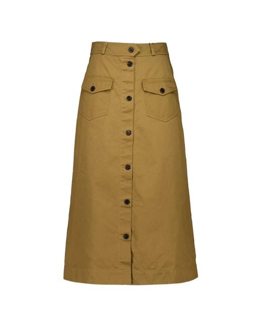 Saint Laurent Natural Cotton Midi Skirt