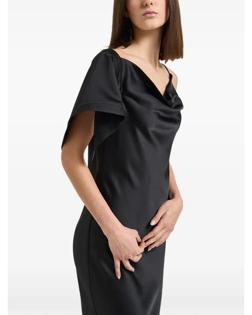 IRO Black Thiana Draped Asymmetrical-Hem Dress