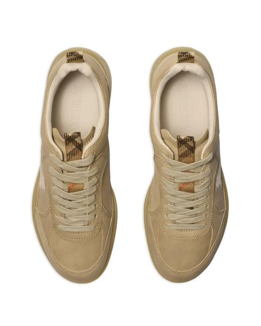 Burberry Brown Leather Matrix Sneakers for men
