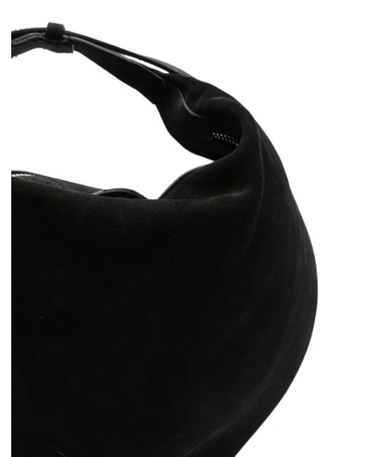 FEDERICO CINA Black Calf-Suede Curved Tote Bag