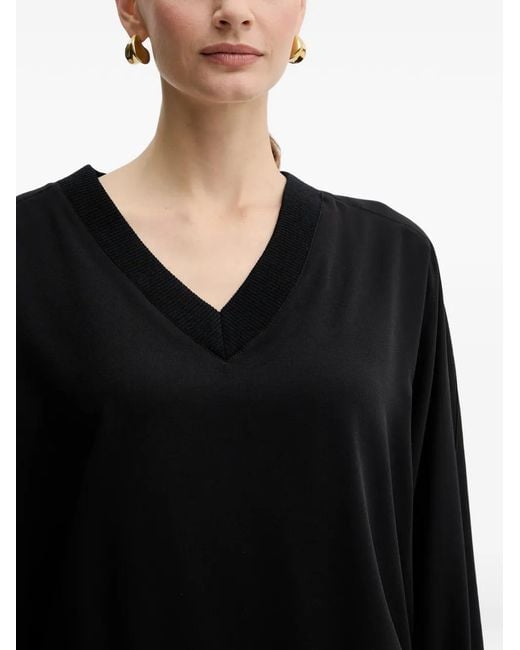 Pinko Geribbelde Mini-Jurk Met V-Hals in het Black