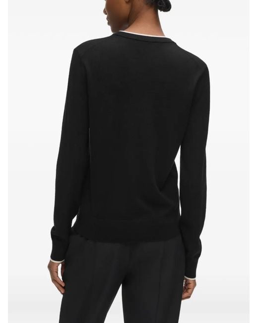 Karl Lagerfeld Black Merino-Wool Sweater