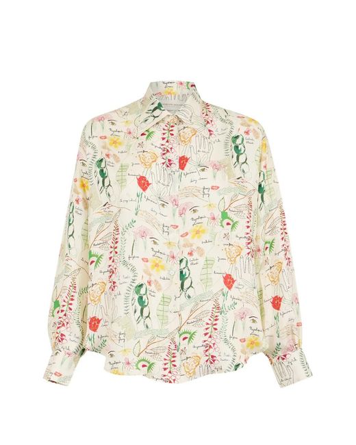 La Prestic Ouiston White Lauren Printed Shirt
