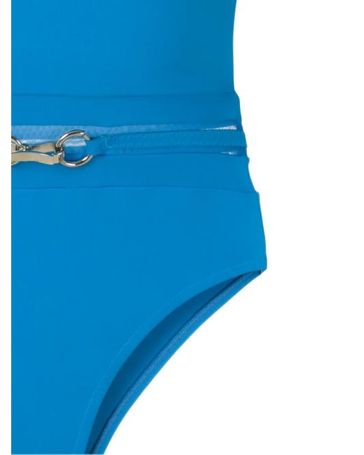 Amir Slama Blue Metallic Embellishment Swimsuit