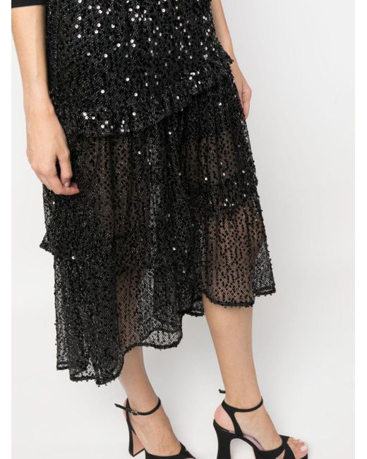 Maje Black Sequin-embellished Mesh Dress