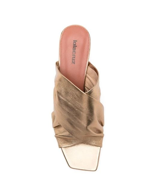 Lola Cruz Metallic Arabella Twisted Mules