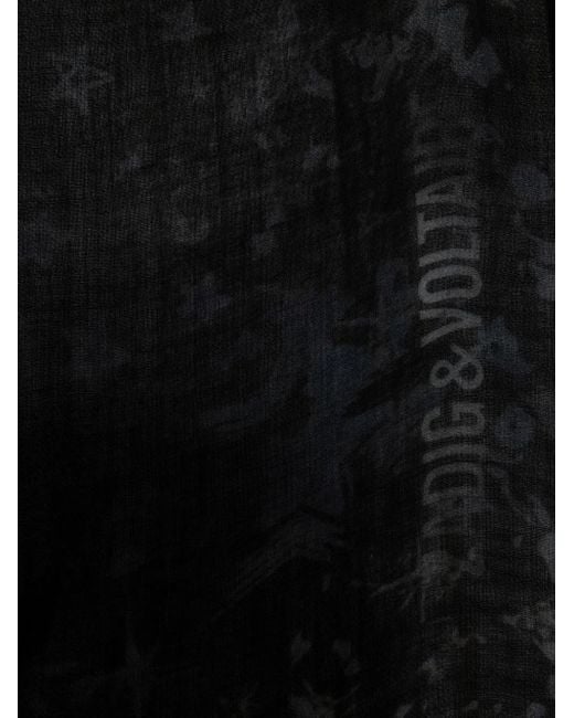 Zadig & Voltaire Black Star-Print Wool Scarf