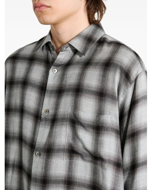 Ssstein Gray Checked Oversized Shirt for men