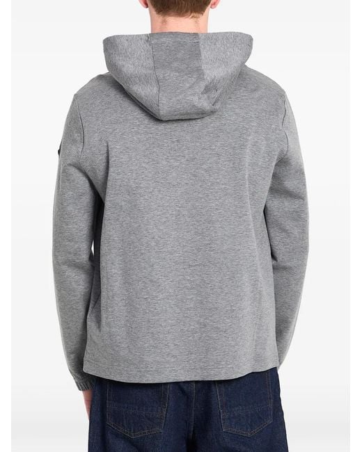 Moncler Gray Drawstring Kangaroo Pocket Hoodie for men