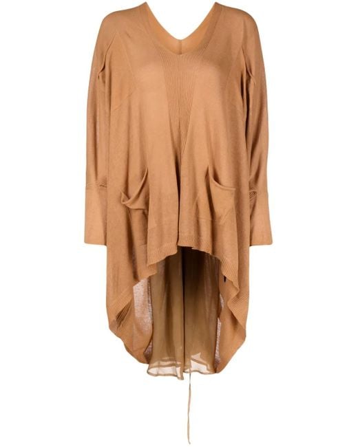 Masnada Brown V-Neck Knitted Blouse