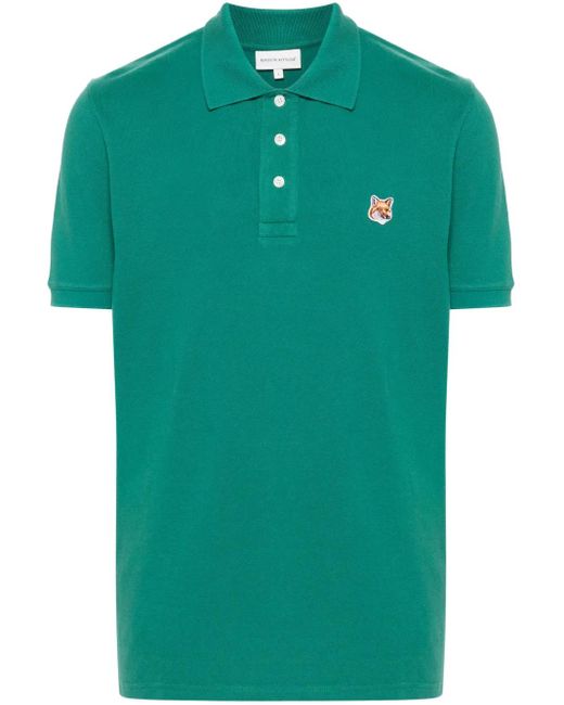 Maison Kitsuné Green Fox Head Cotton Polo Shirt for men