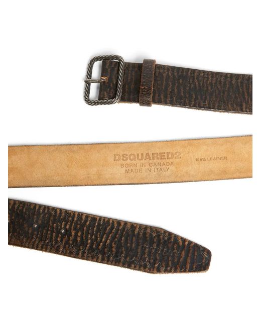DSquared² Brown Buckle Scallop Belt for men