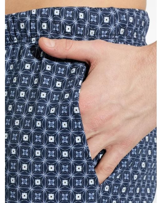 Hanro Blue Drawstring Patterned Shorts for men