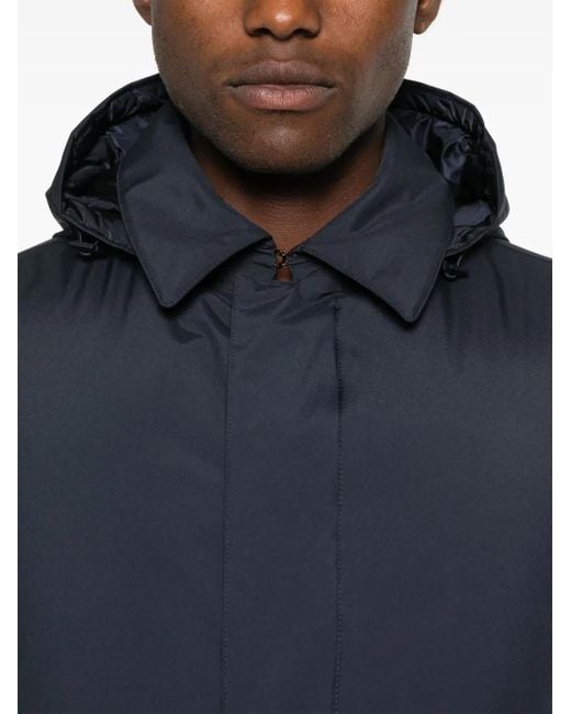 Herno Blue Detachable-Hood Down Coat for men
