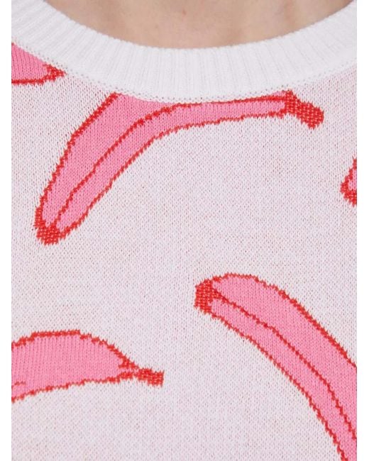 Benetton Pink Banana-Print Intarsia Sweater