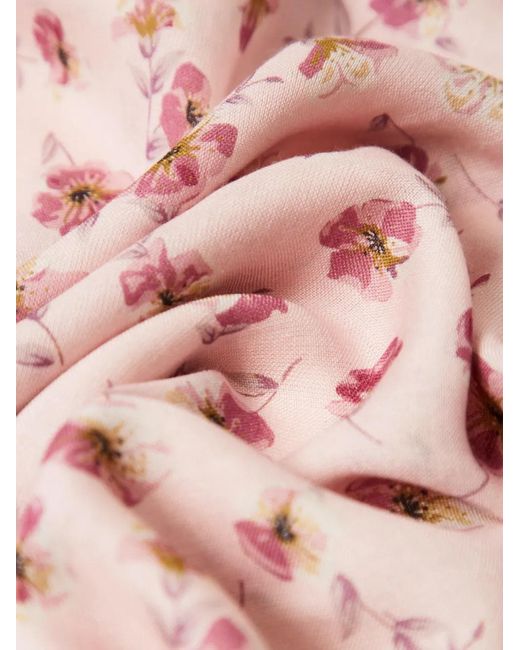 Twinset Pink Floral Stole With Logo