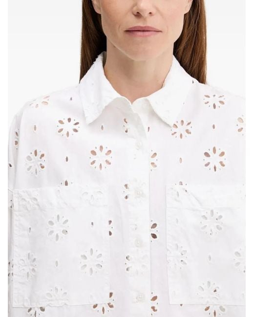 Barbour White Eyelet-Embroidered Shirt