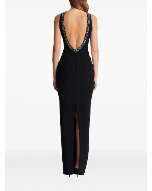 Balmain Black Jewel-Embellished Velvet Dress