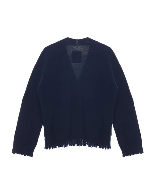 Uma Wang Over Button-Down Vest Met Franje in het Blue