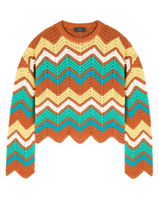 Alanui Blue Kaleidoscopic Chevron Knit Jumper
