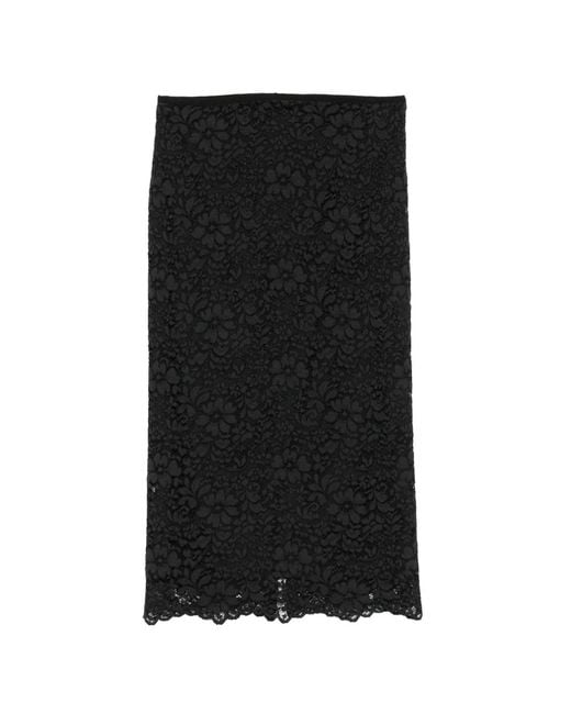 Simonetta Ravizza Black Clivy Floral Lace Midi Skirt